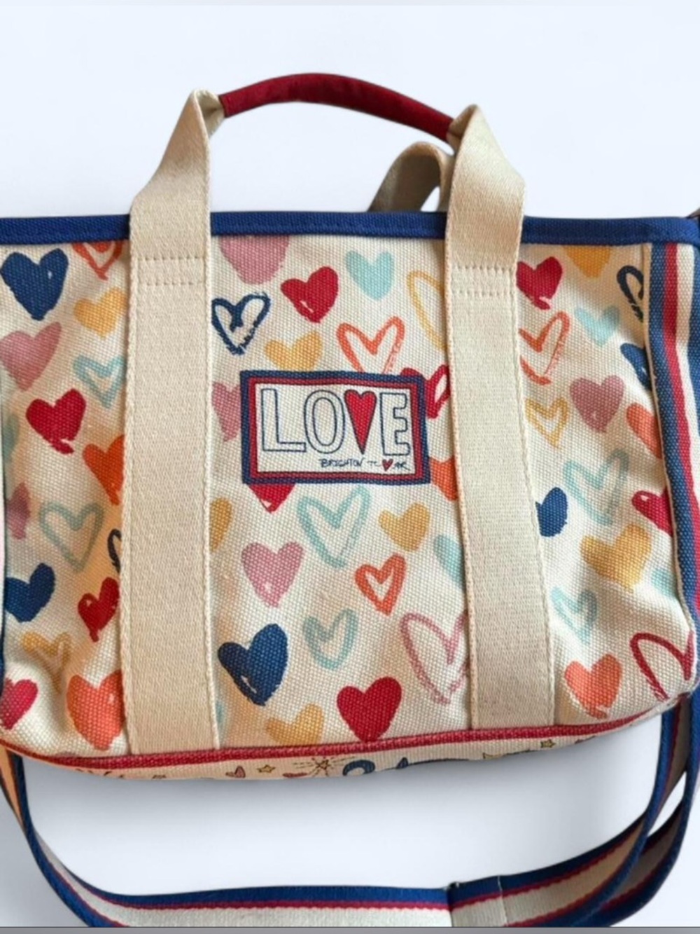LIMITED EDITION Brighton LOVE Multicolor Heart Print Canvas Tote Bag Pristine